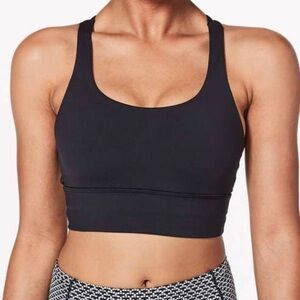 Lululemon Black Long Line Energy Bra,Size-14(Made for-B/C cup /Med support)